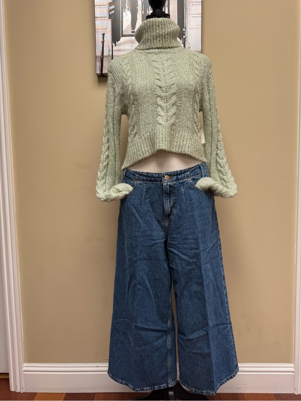 Pilcro Wide-Leg Mid-Rise Blue Denim Jeans - Picture 9 of 9